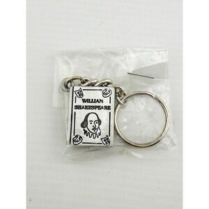William Shakespeare Vintage 1990's Pewter Key Ring 1" Length .75" Width